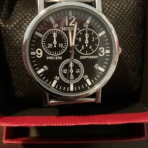 Modiya Black and Silver PRC200 Analog Watch